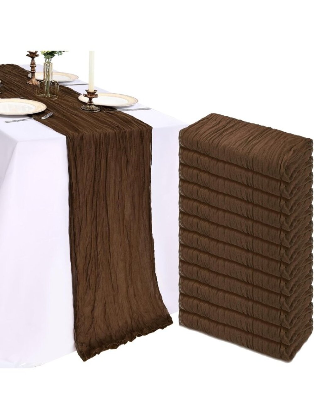 New 12 Pack 10Ft Brown Cheesecloth Table Runner 23 x 120 Inch